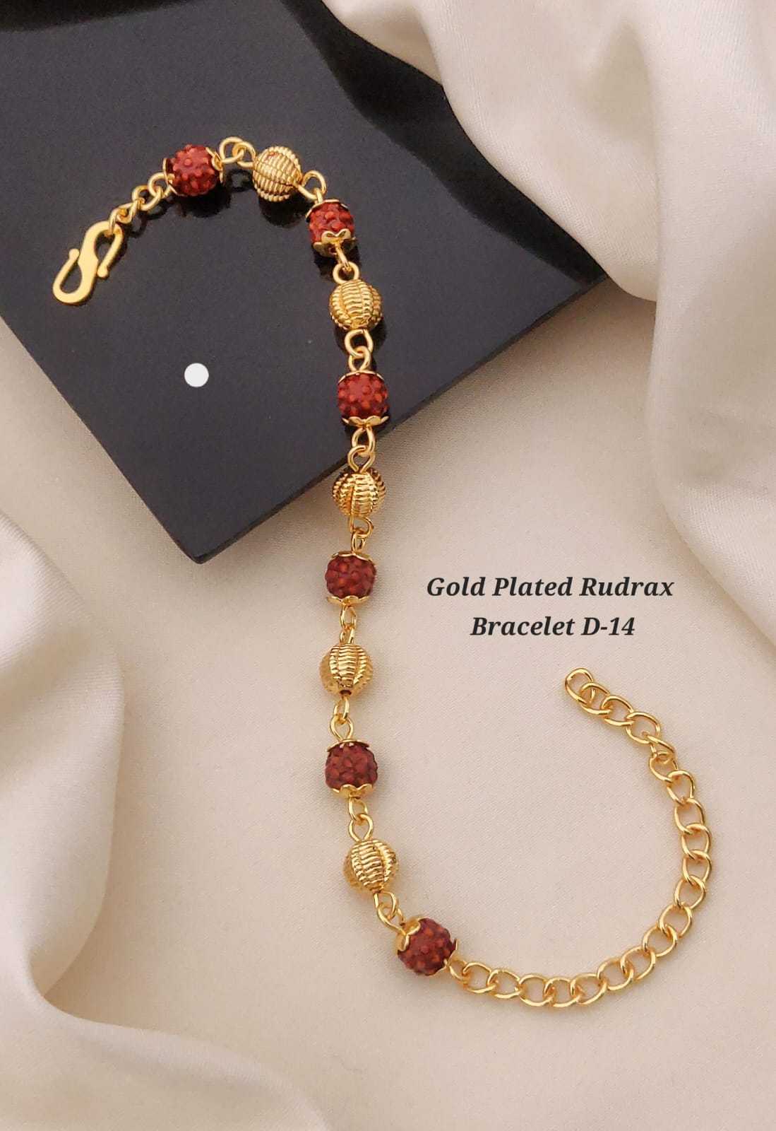Rudraksha & Swastika Gold Plated Bracelet