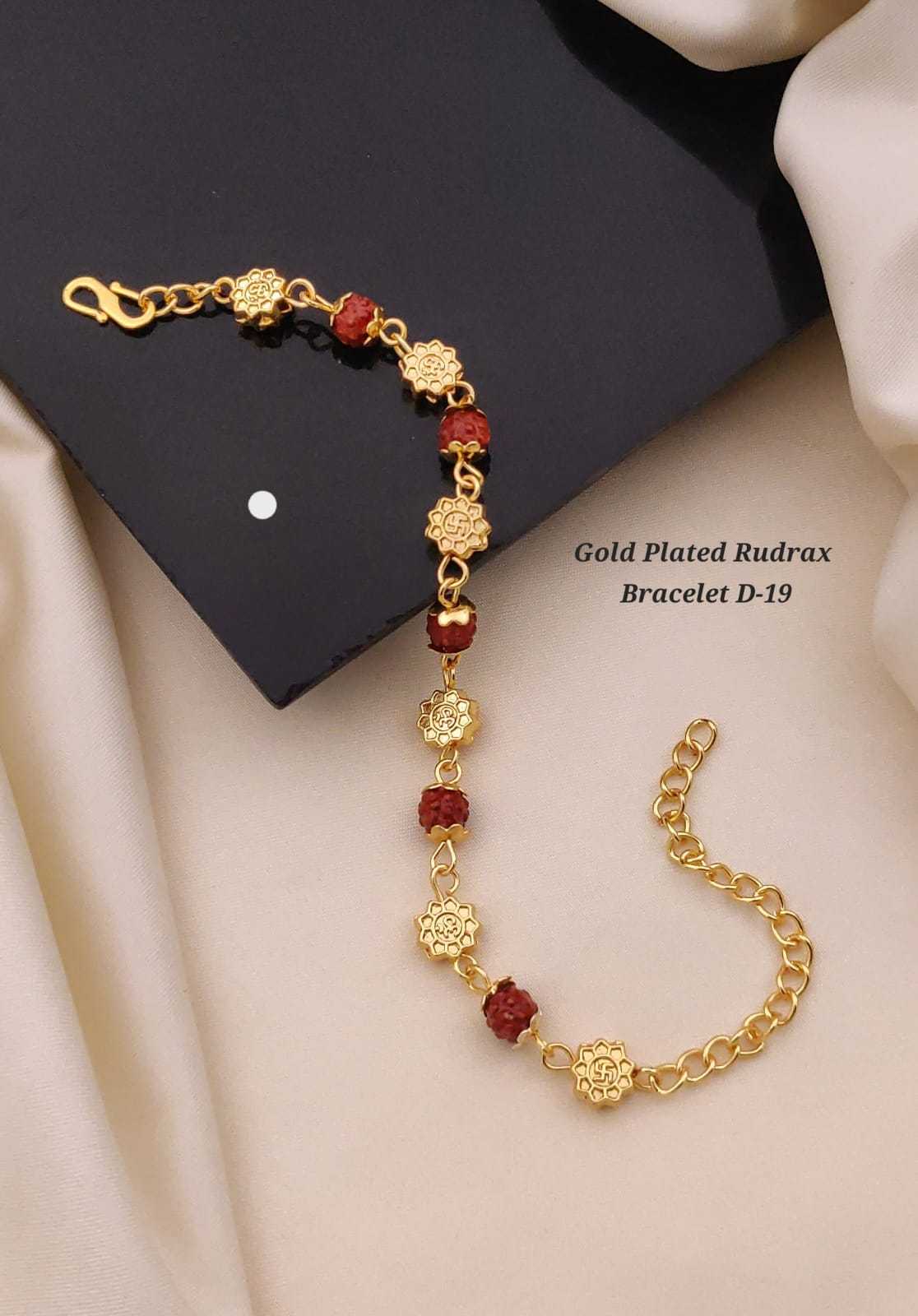 Rudraksha & Swastika Gold Plated Bracelet