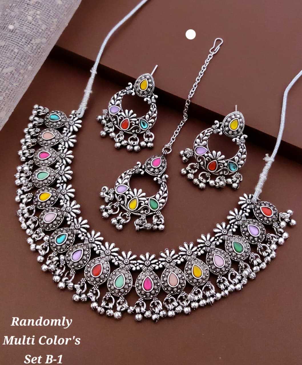 Sculpted Flower Panel Choker with Colour Stones