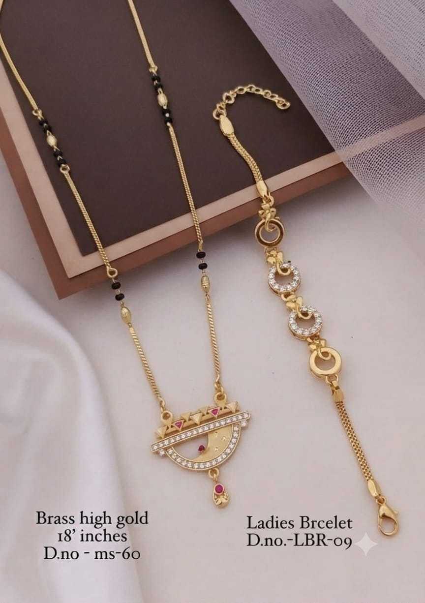 Semi Circular Pendant Mangalsutra with Bracelet