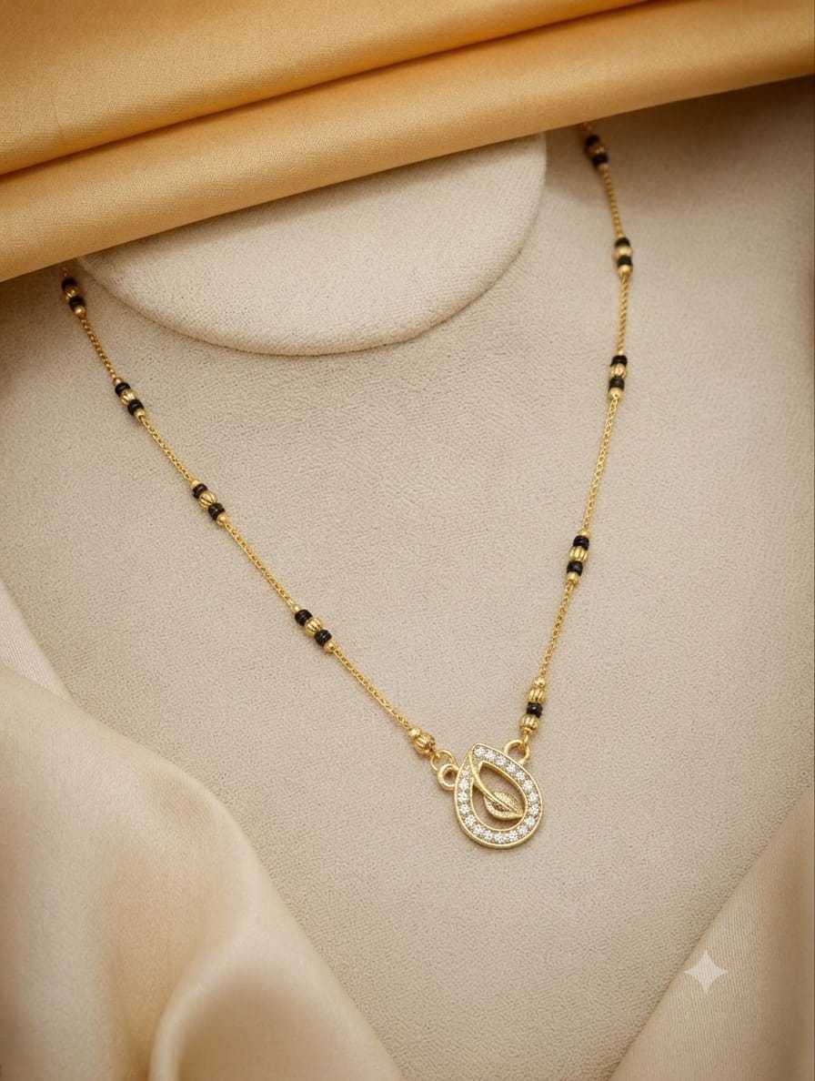 Short Mangalsutra with Heart, Lotus & Geometric AD Pendants