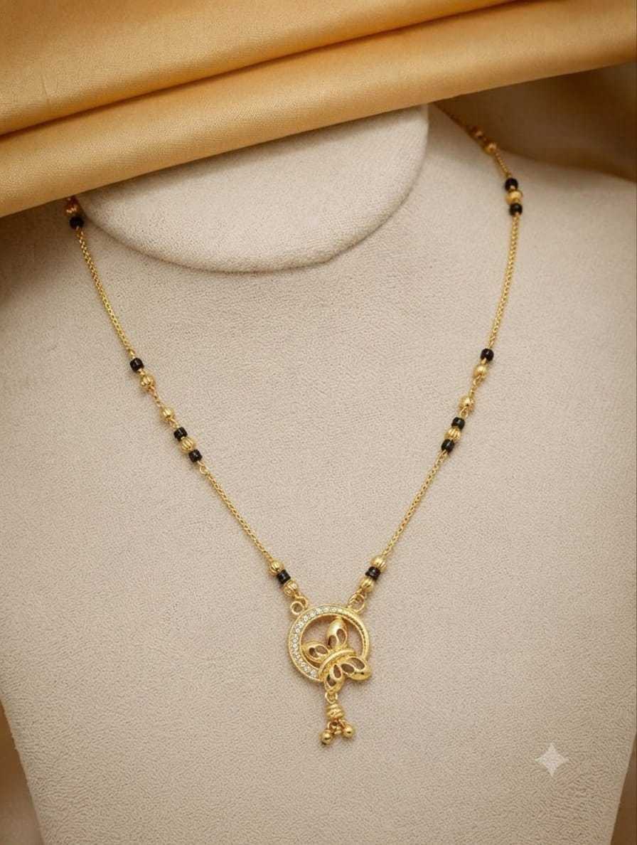 Short Mangalsutra with Heart, Lotus & Geometric AD Pendants