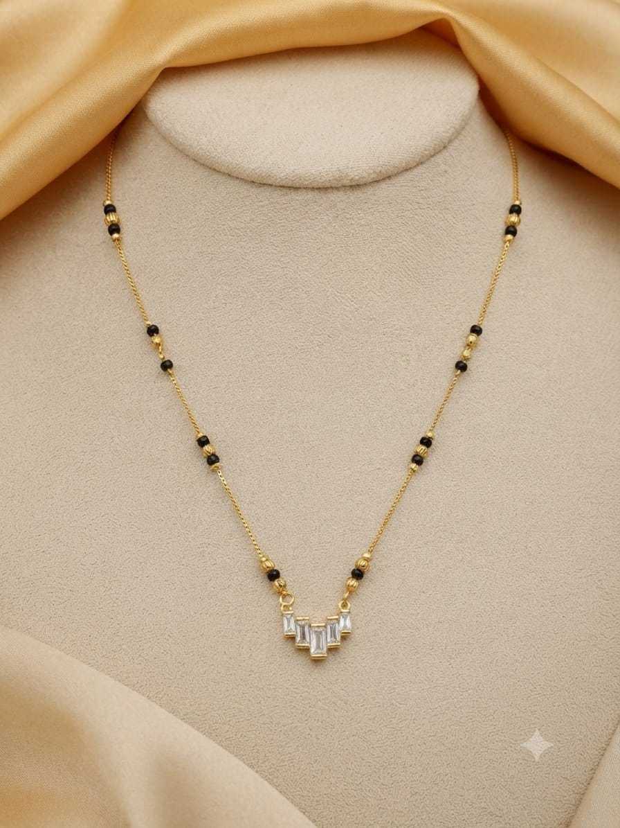 Short Mangalsutra with Heart, Lotus & Geometric AD Pendants
