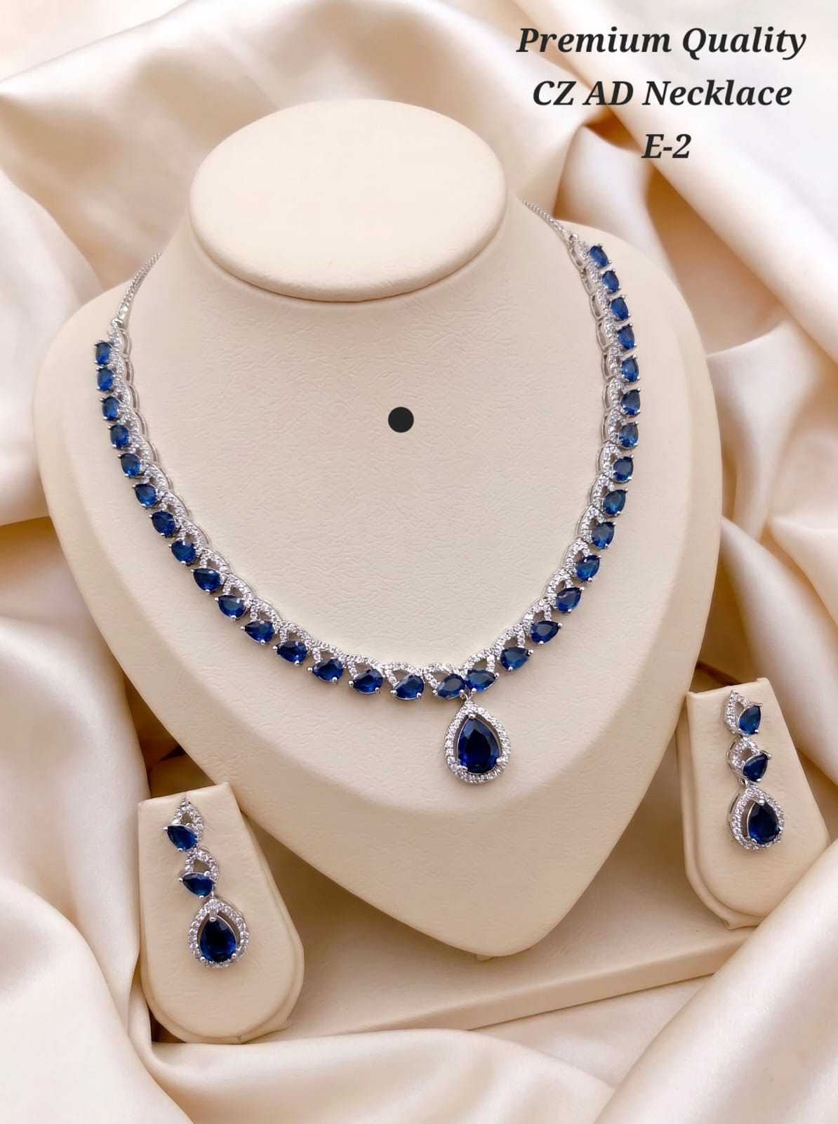 Silver-Tone American Diamond Pear Drop Necklace Set in Seven Colours