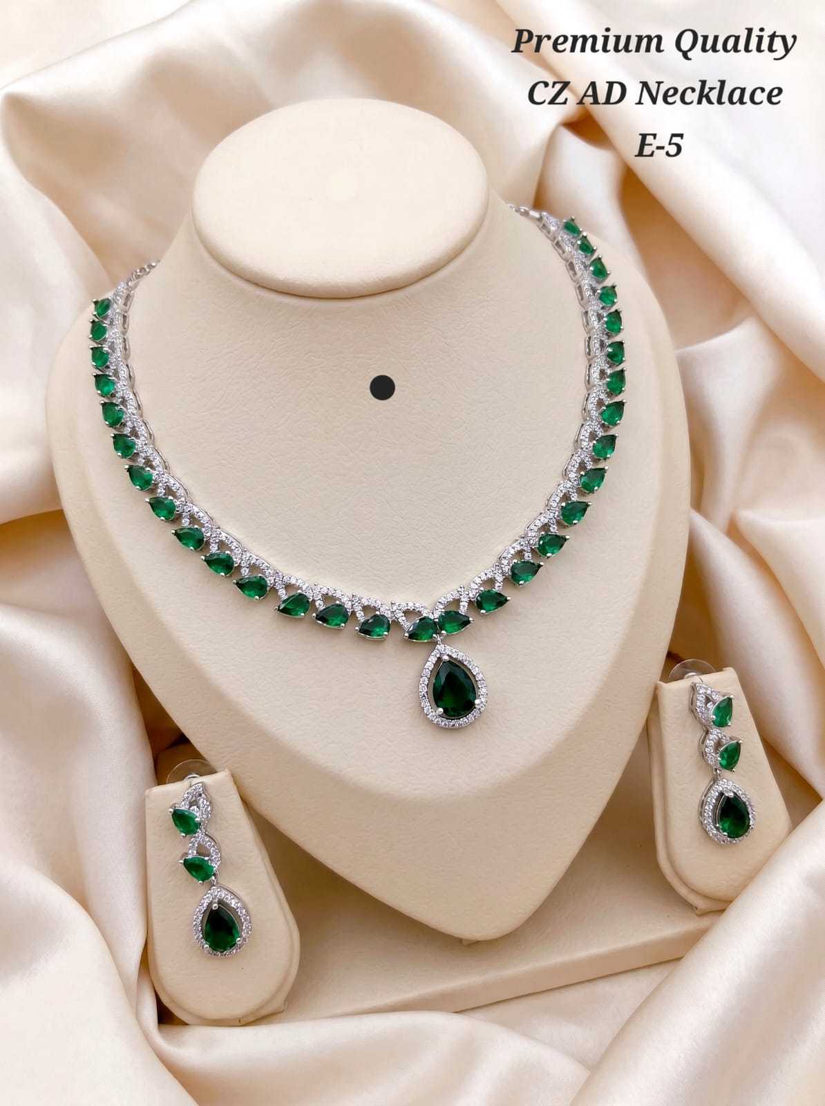 Silver-Tone American Diamond Pear Drop Necklace Set in Seven Colours