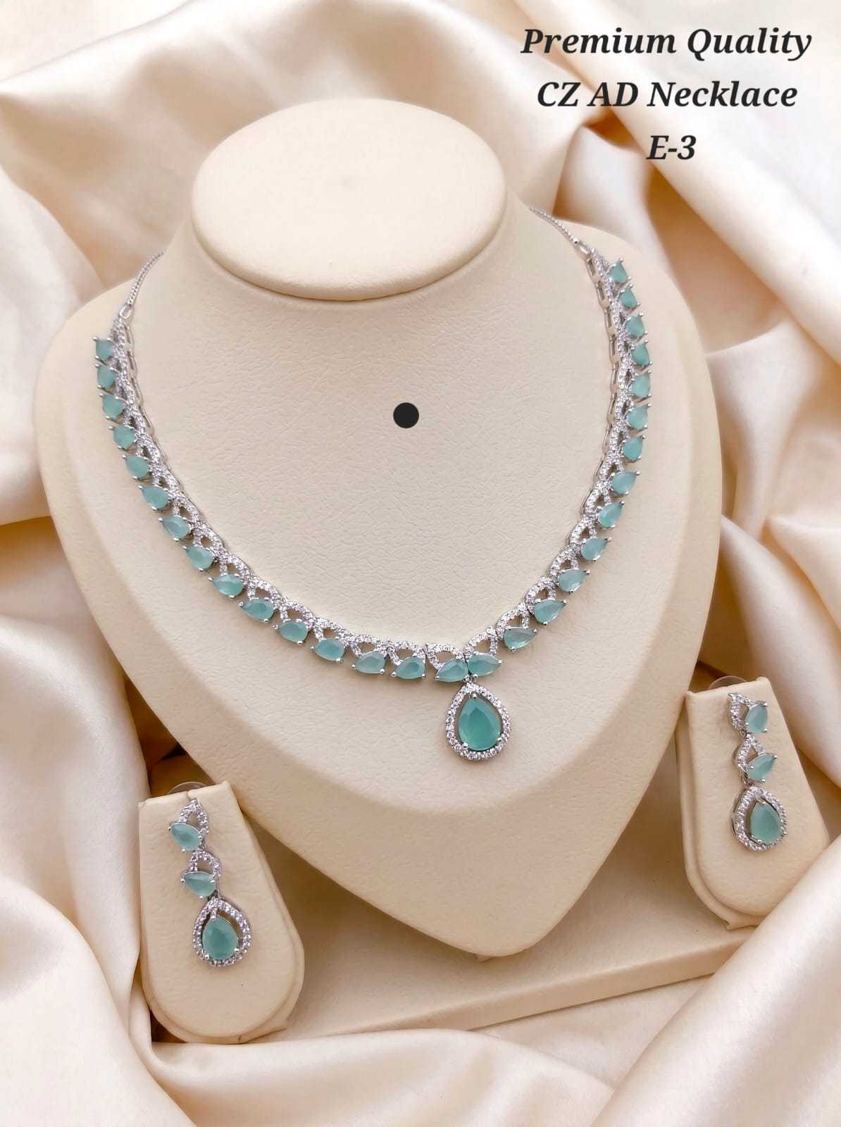 Silver-Tone American Diamond Pear Drop Necklace Set in Seven Colours