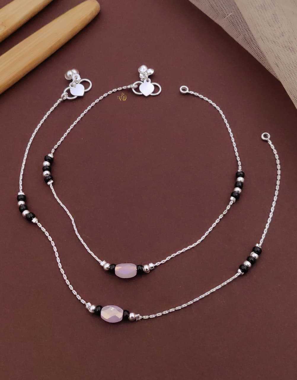 Silver Toned Bead Pair with Stone Charms
