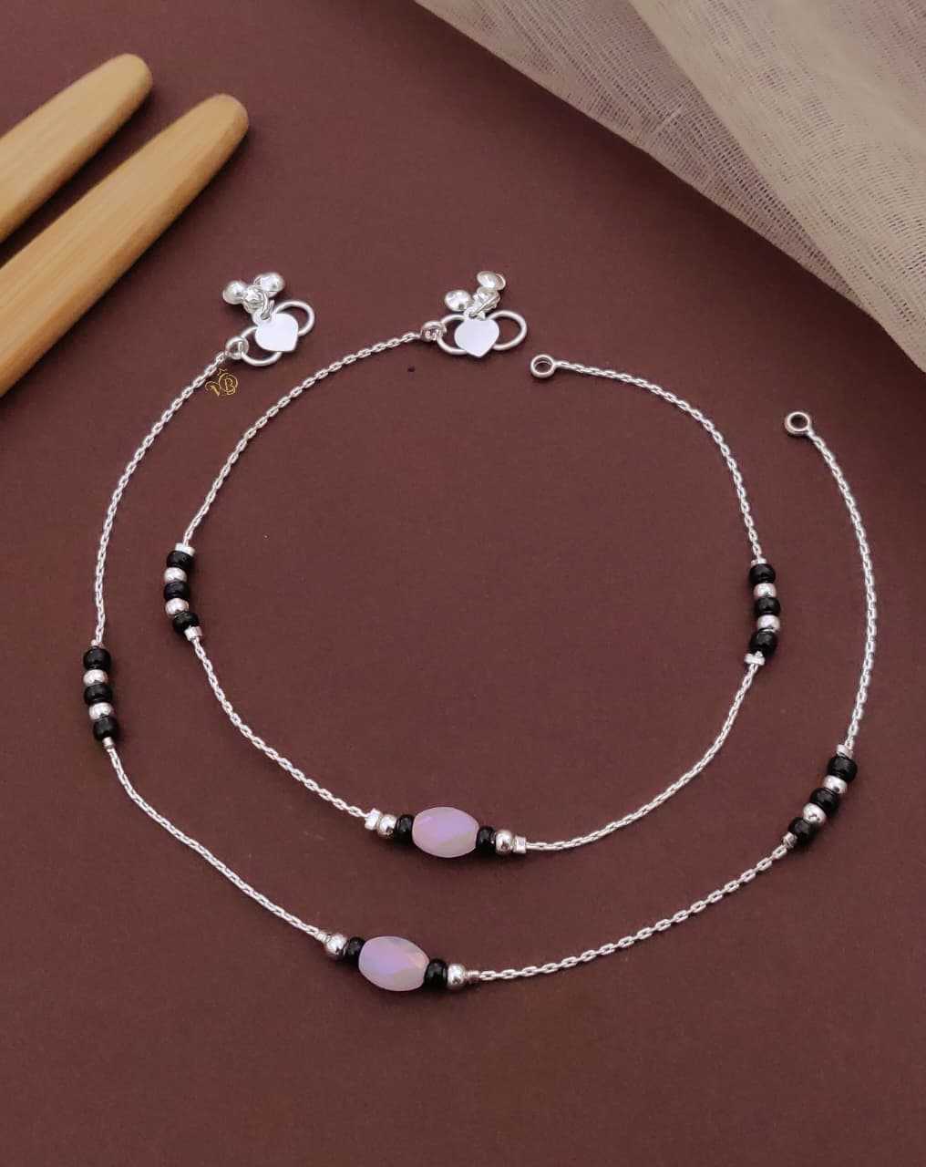 Silver Toned Bead Pair with Stone Charms