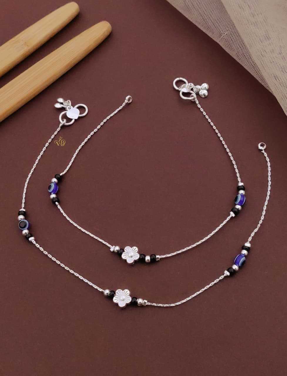 Silver Toned Bead Pair with Stone Charms