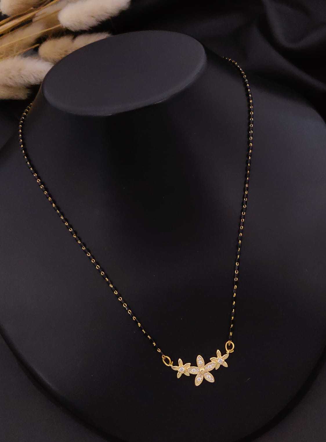 Single-Strand Mangalsutra with Crystal Floral Pendant