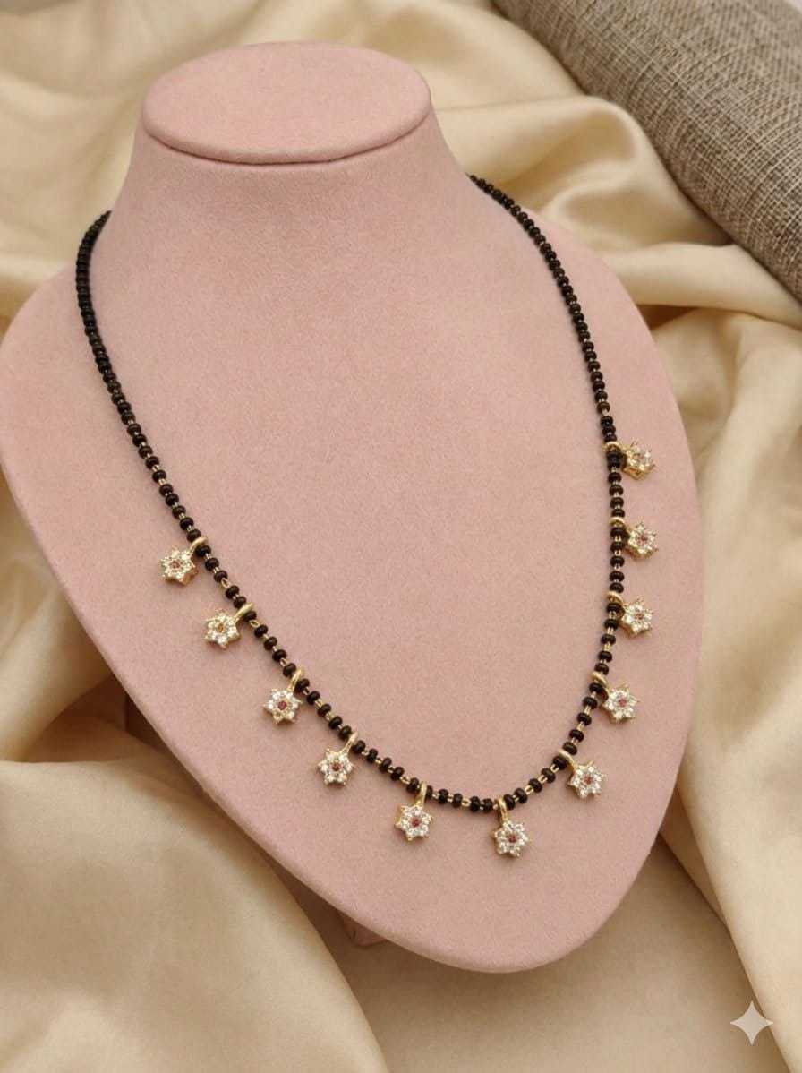 Single Strand Mangalsutra with Flower Pendants
