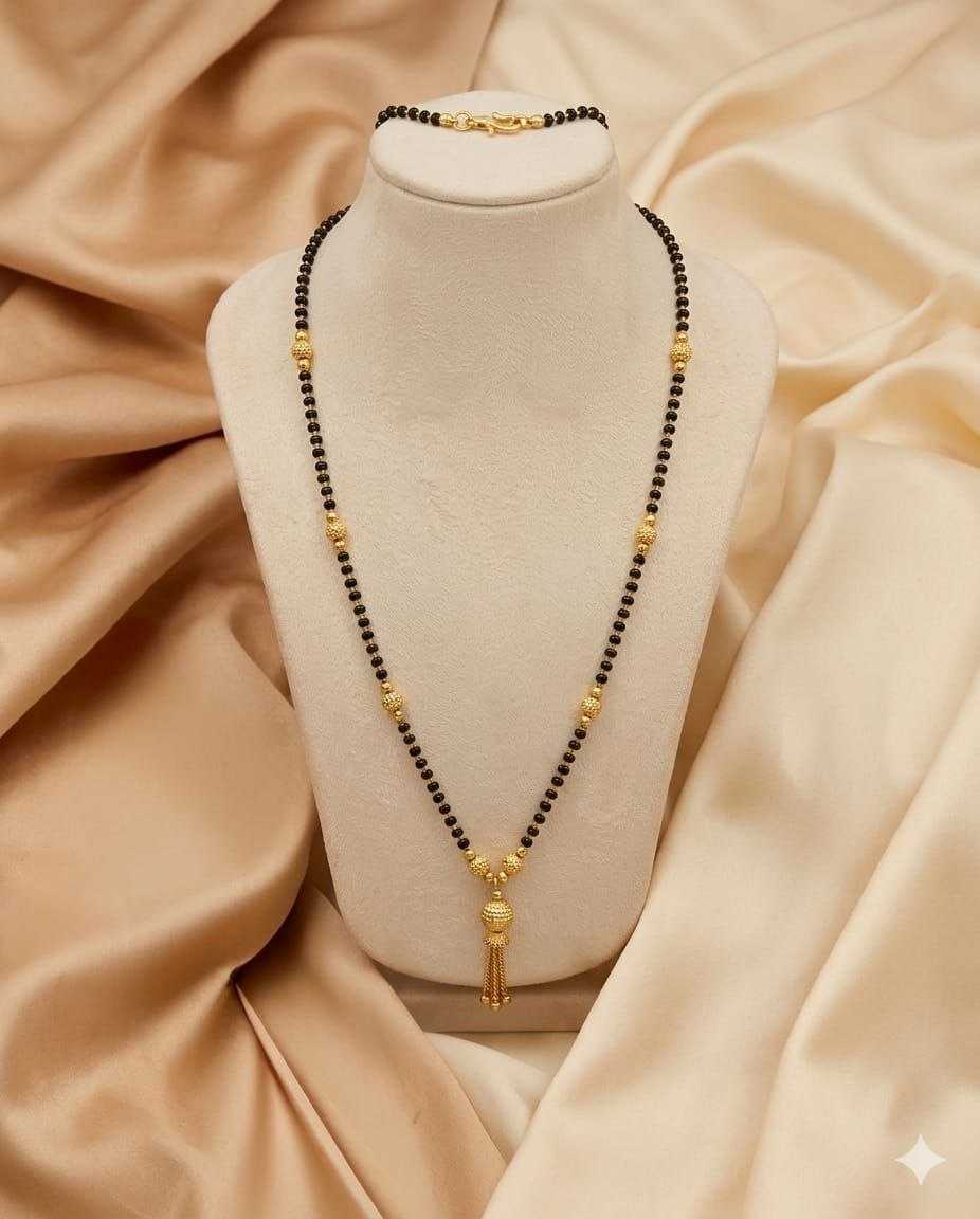 Single Strand Mangalsutra with Gold Ball Tassel Pendant
