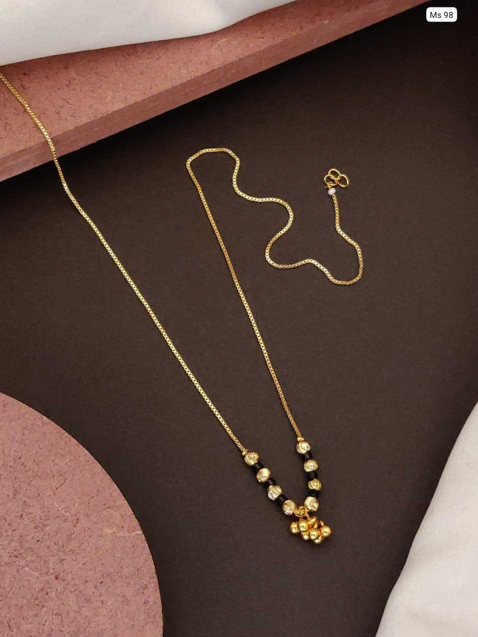 Single Strand Mangalsutra with Gold Bead Cluster