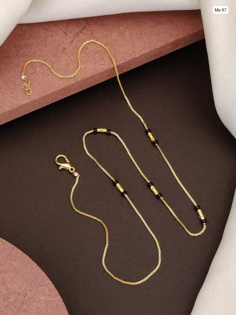 Single Strand Mangalsutra with Gold Bead Cluster