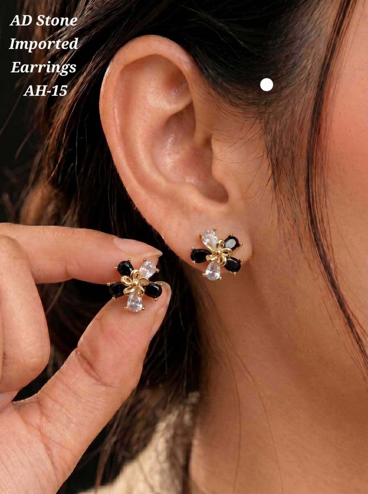Six Petal Floral AD Stud Earrings
