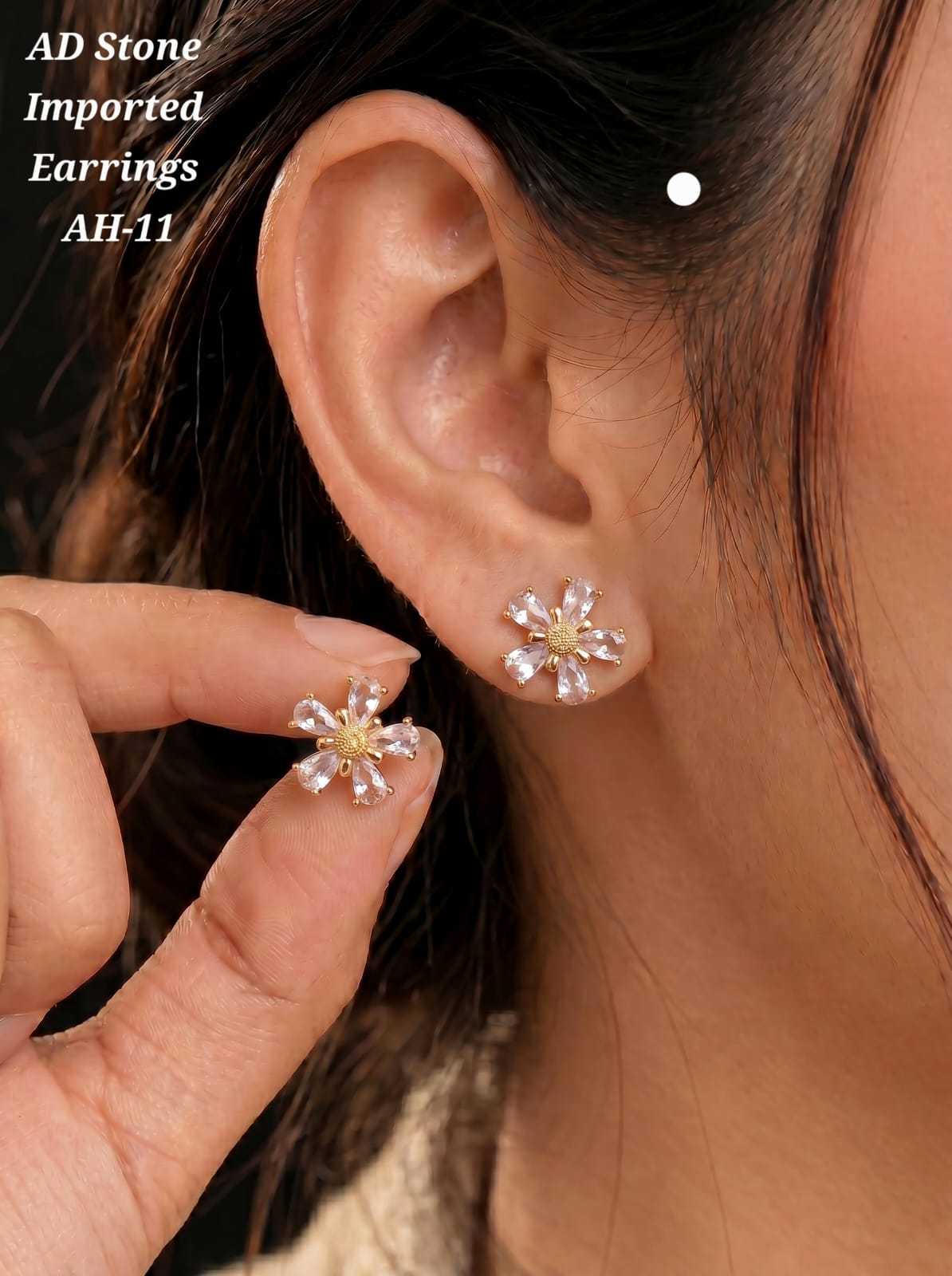 Six Petal Floral AD Stud Earrings
