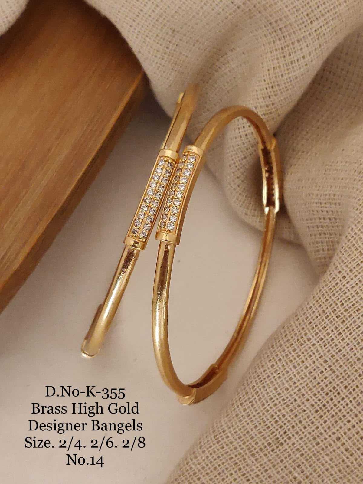 Slim Designer Bangle Pair with Stone-Studded Bar Accents