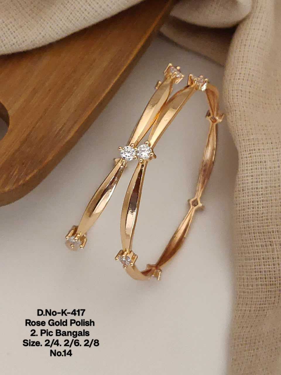 Slim Designer Bangle Pair with Stone-Studded Bar Accents