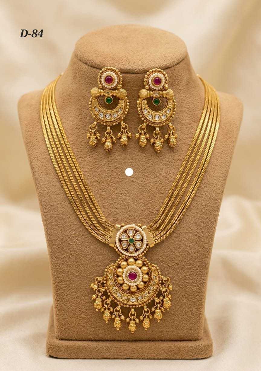 Snake Chain Heritage Necklace with Chandbali Pendant and Earrings