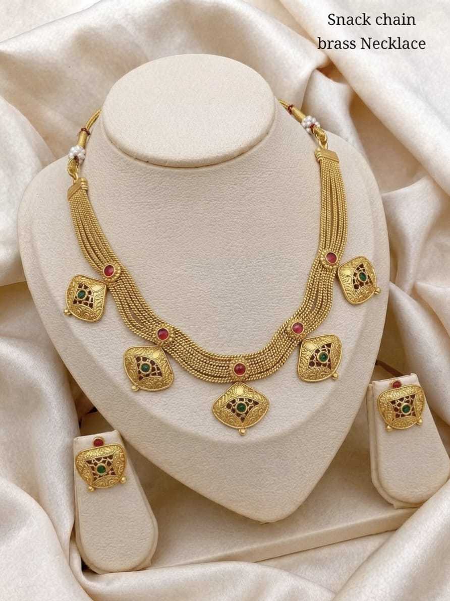 Snake Chain Mesh Necklace with Stone Charms