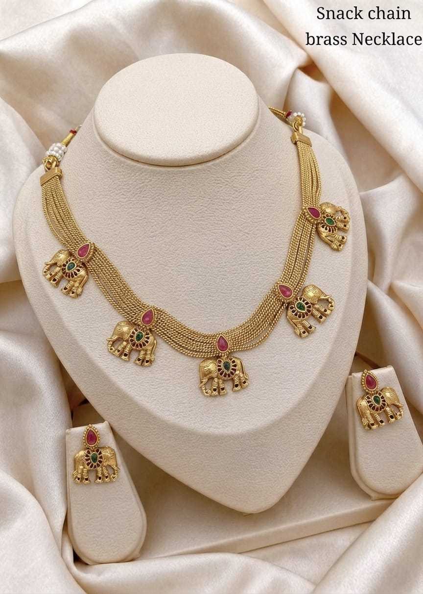 Snake Chain Mesh Necklace with Stone Charms