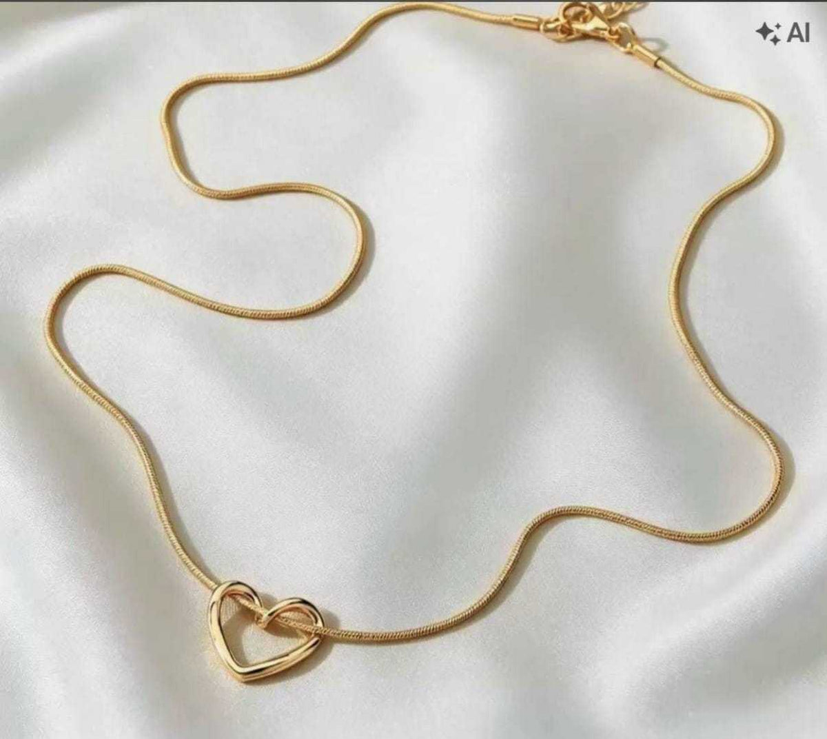 Snake Chain Necklace with Open Twisted Heart Pendant