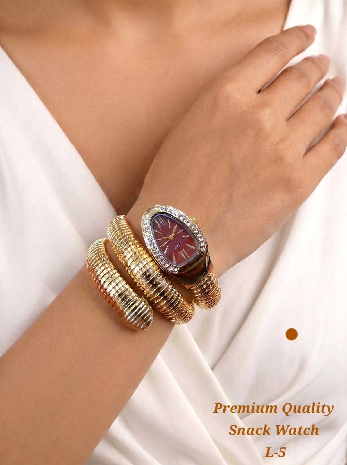Snake Wrap Fashion Watch in Polished Gold