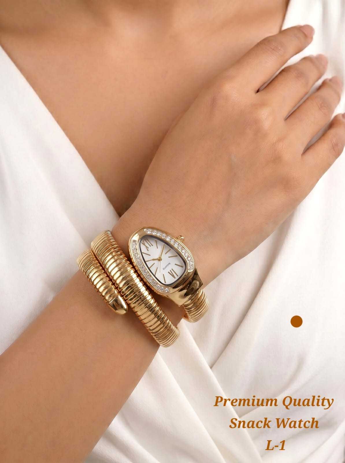 Snake Wrap Fashion Watch in Polished Gold