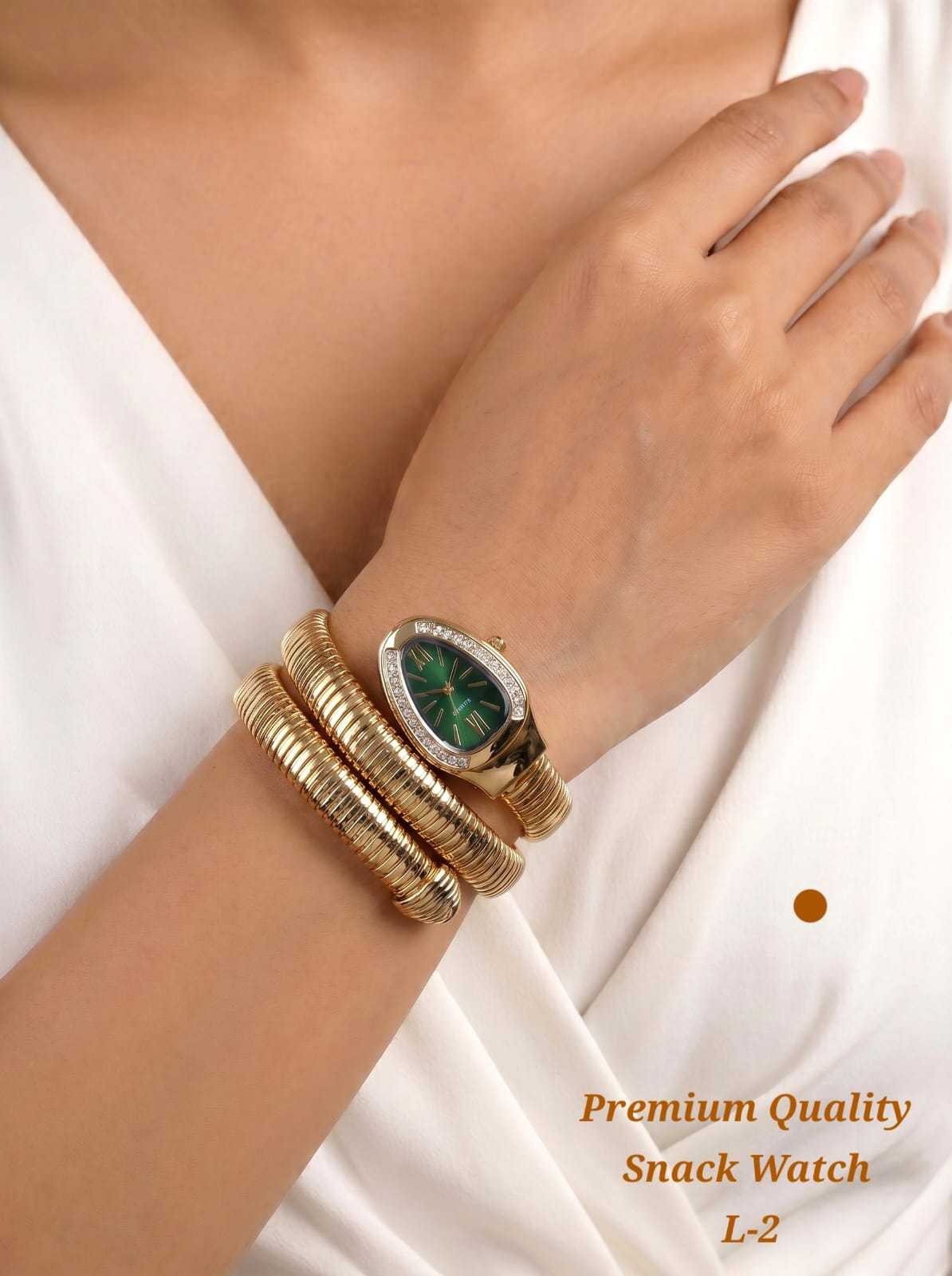 Snake Wrap Fashion Watch in Polished Gold