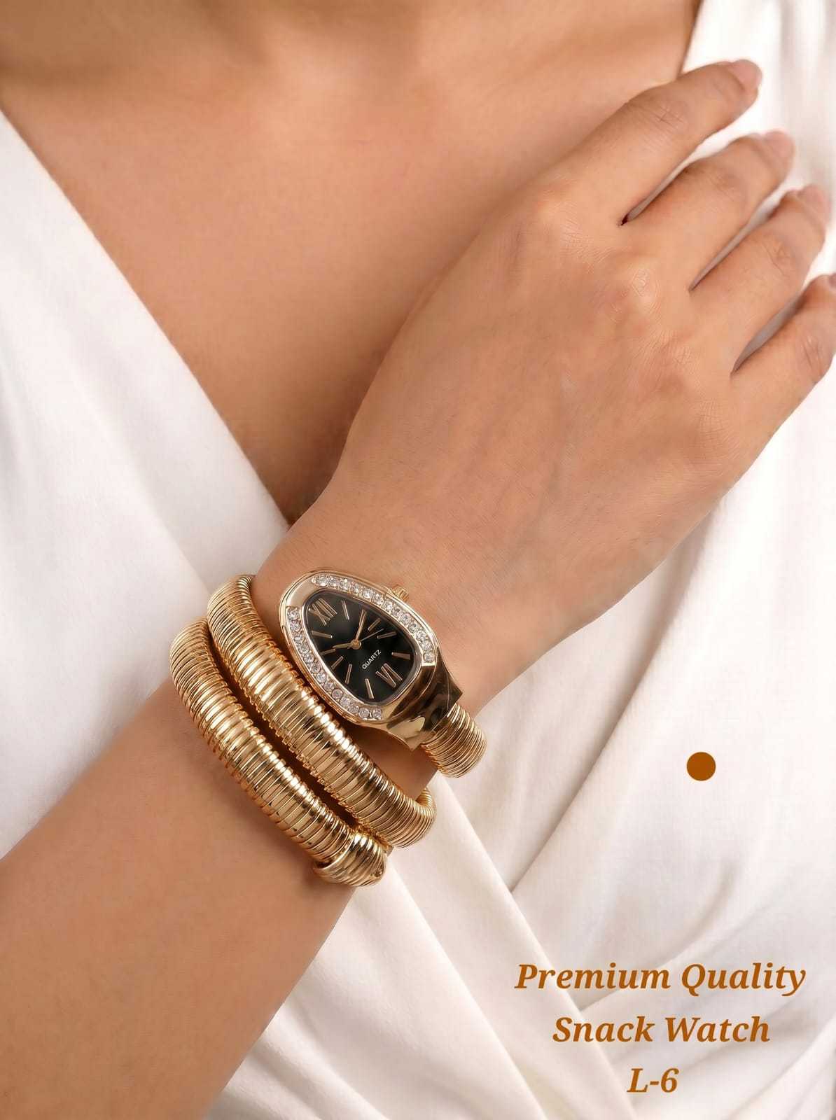 Snake Wrap Fashion Watch in Polished Gold