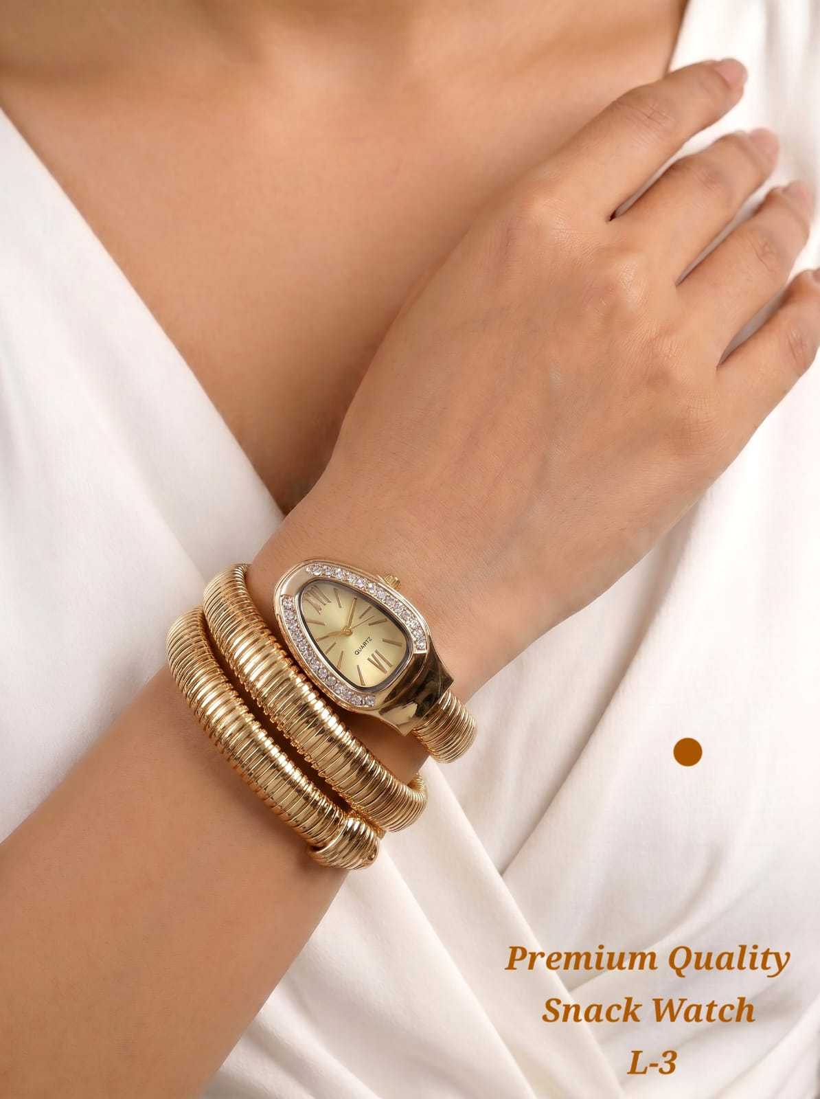 Snake Wrap Fashion Watch in Polished Gold