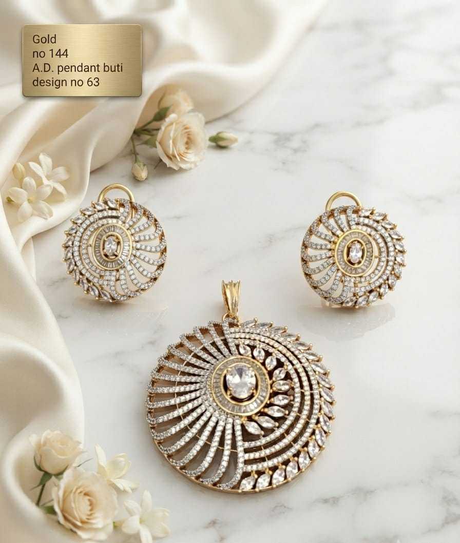Spiral Sunburst AD Pendant Set with Stud Earrings
