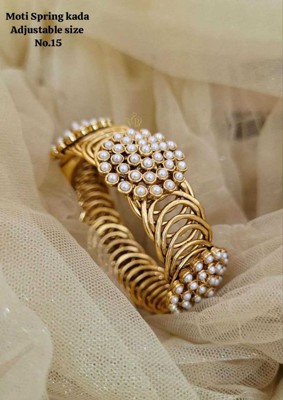 Spring Kada with Cluster Pearl Embellishment