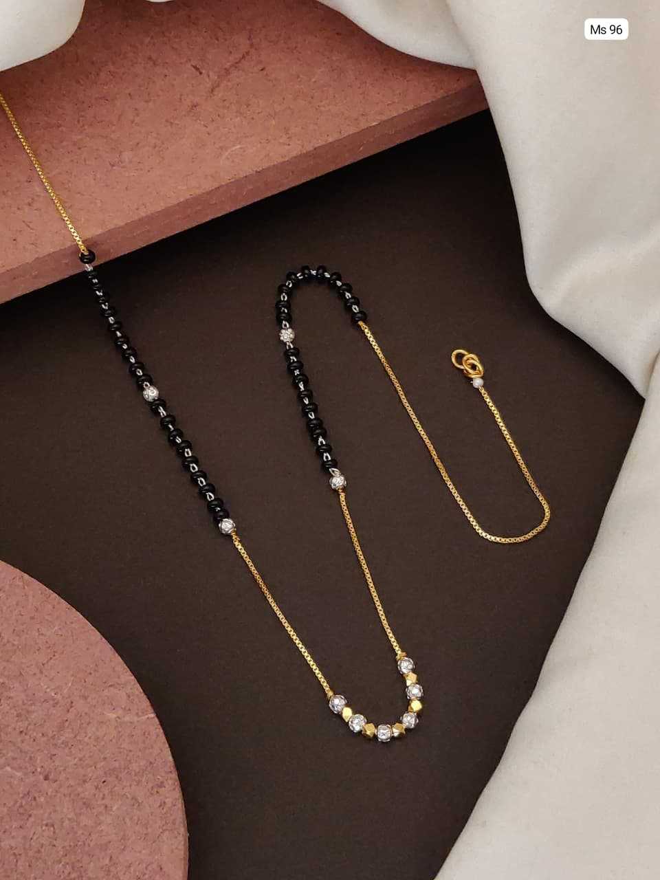 Square Crystal Charm Mangalsutra with Bead Drops
