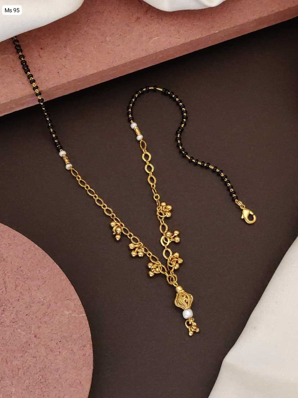 Square Crystal Charm Mangalsutra with Bead Drops