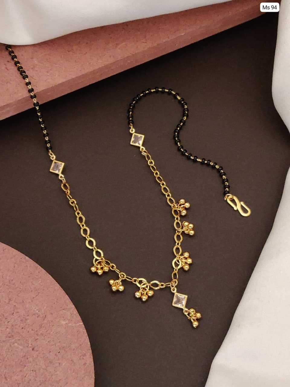 Square Crystal Charm Mangalsutra with Bead Drops