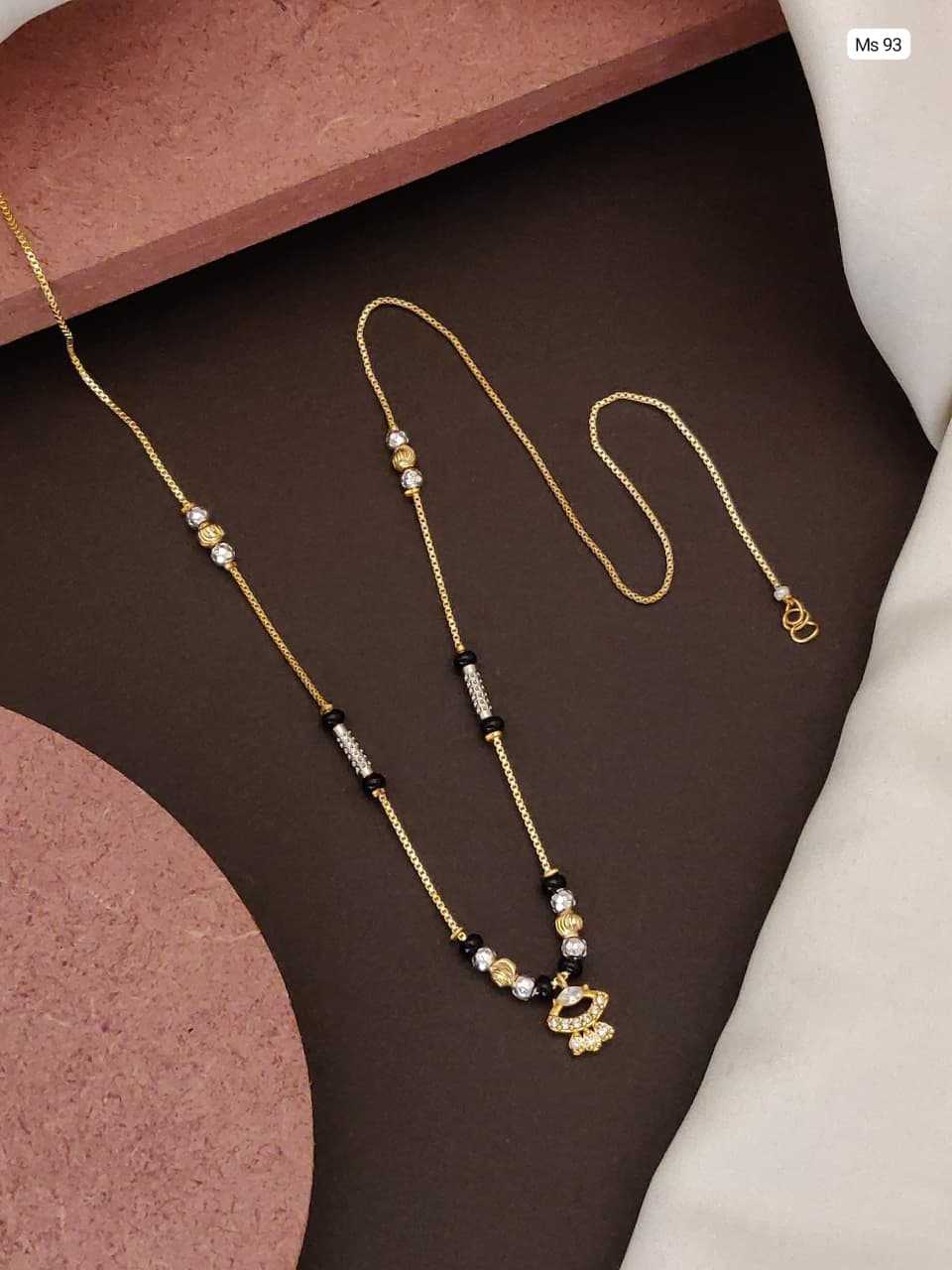 Square Crystal Charm Mangalsutra with Bead Drops