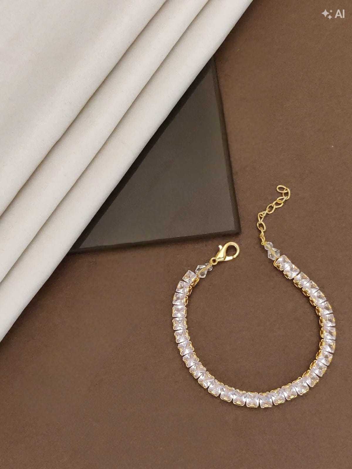 Square Cut CZ Tennis Bracelet with Adjustable Chain