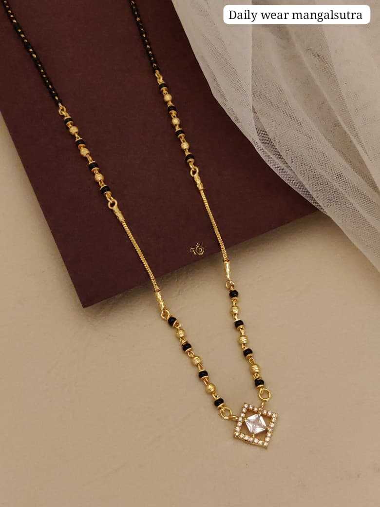 Square CZ Halo Pendant Mangalsutra