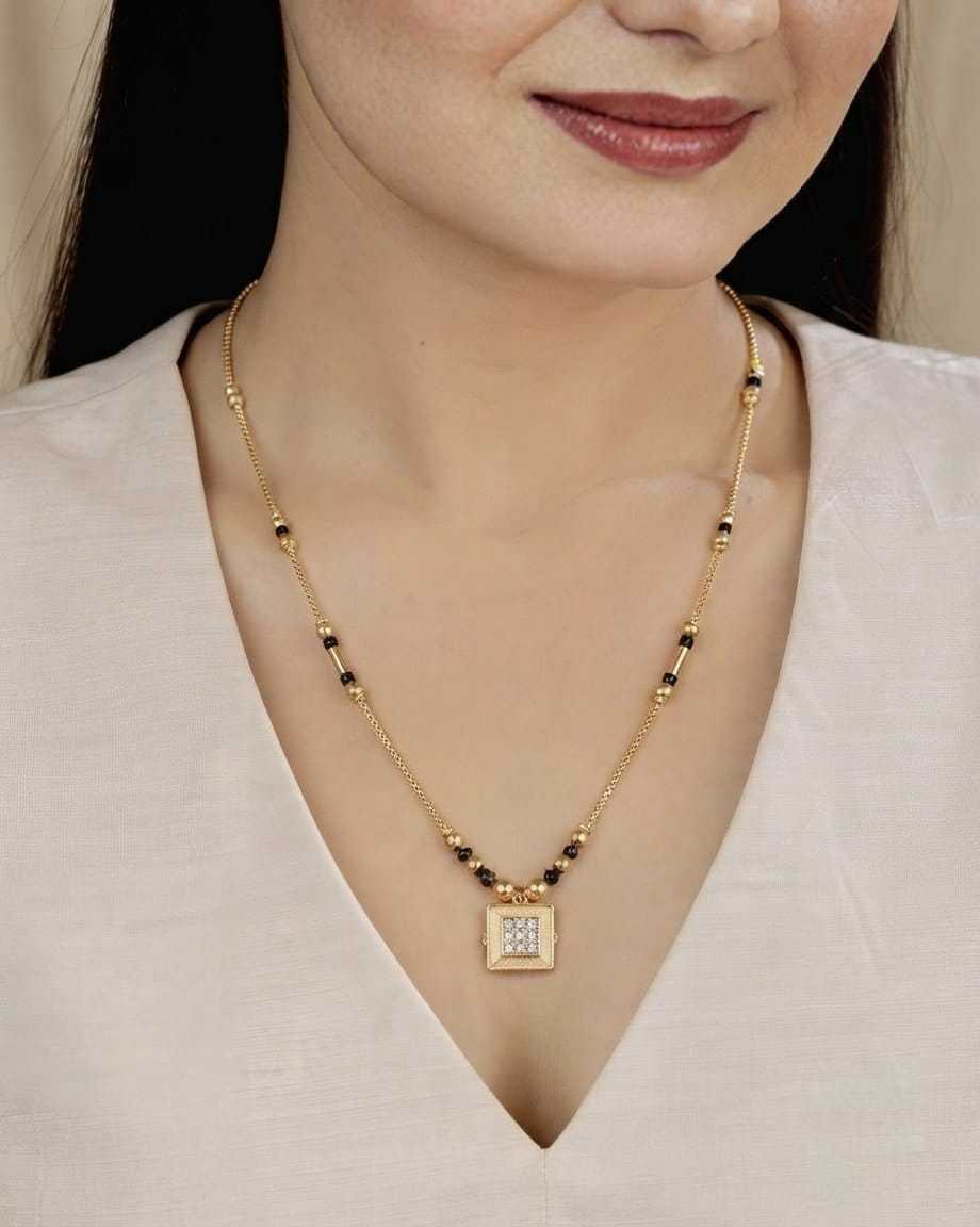 Square Stone Pendant Mangalsutra on Fine Chain