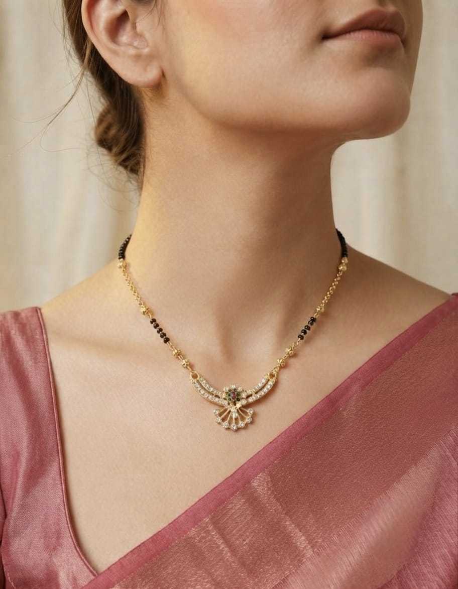 Stone Fringe Mangalsutra with Bead Chain