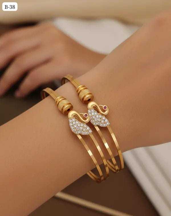 Swan Motif Bangles with Pave Stonework