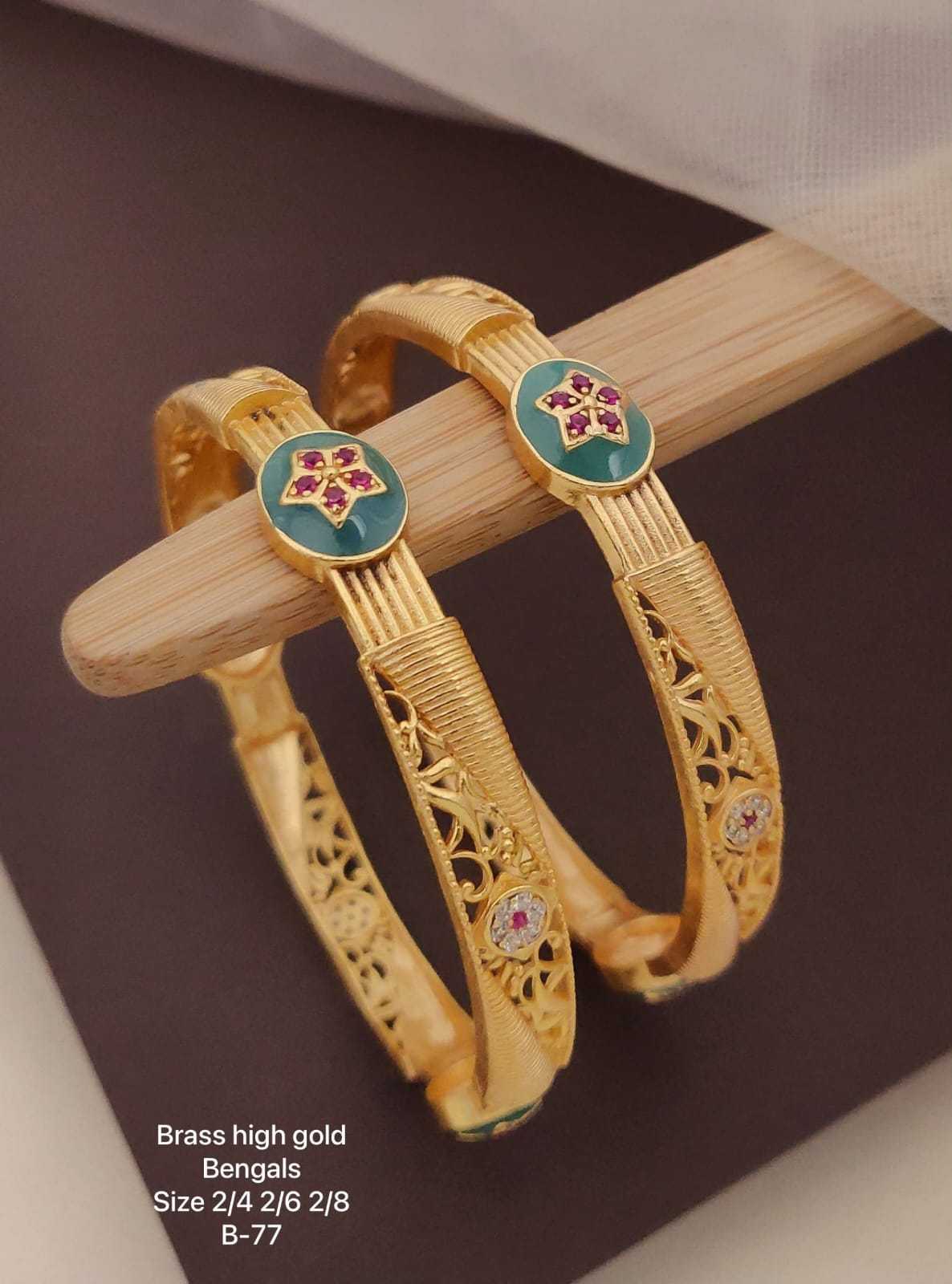 Teal Enamel Bangles with Floral Star Stone Pattern