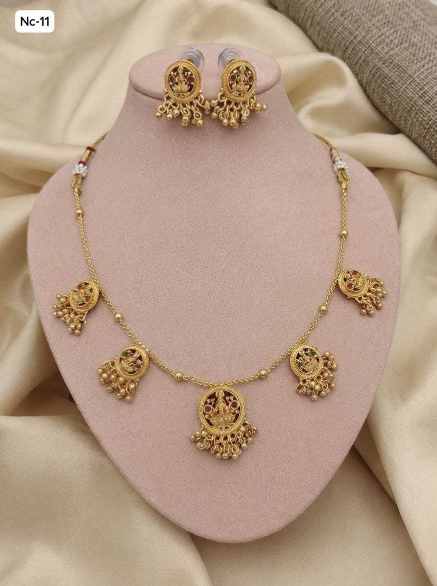 Temple Coin Necklace with Five Pendant Drop