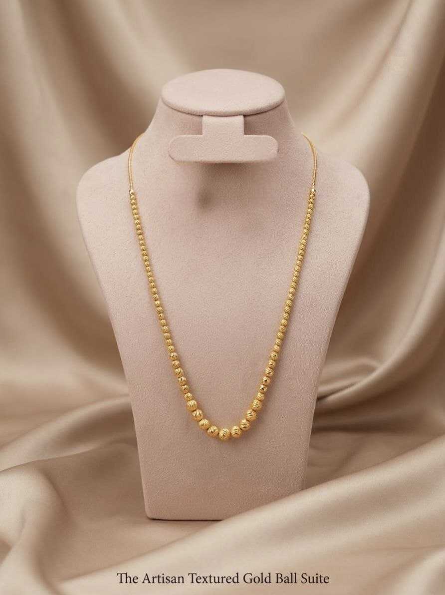 Textured Gold Ball Chain Necklace