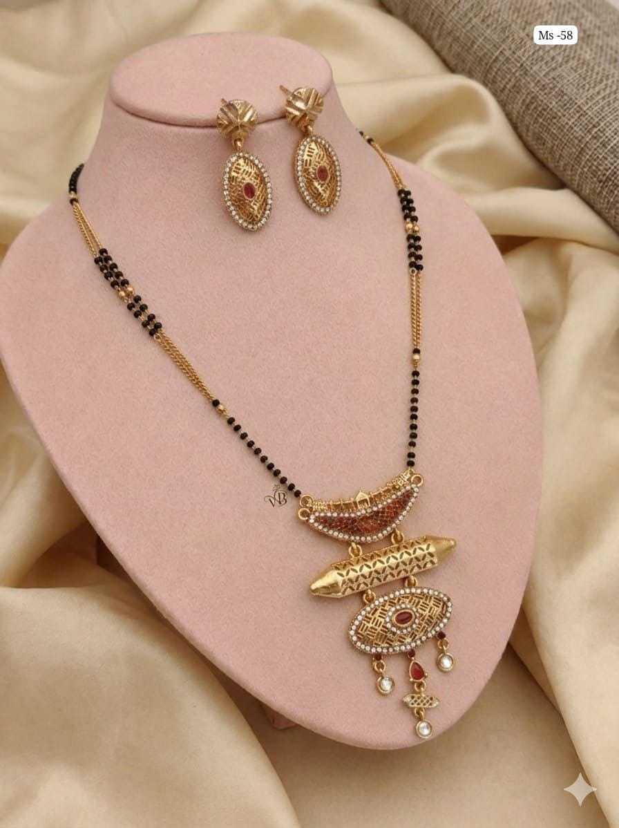 Three Tier Pendant Mangalsutra with Peacock Studs