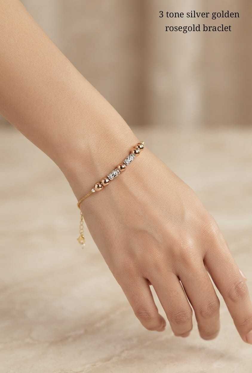 Three-Tone Chain Bracelet with Crystal Geometric Centre