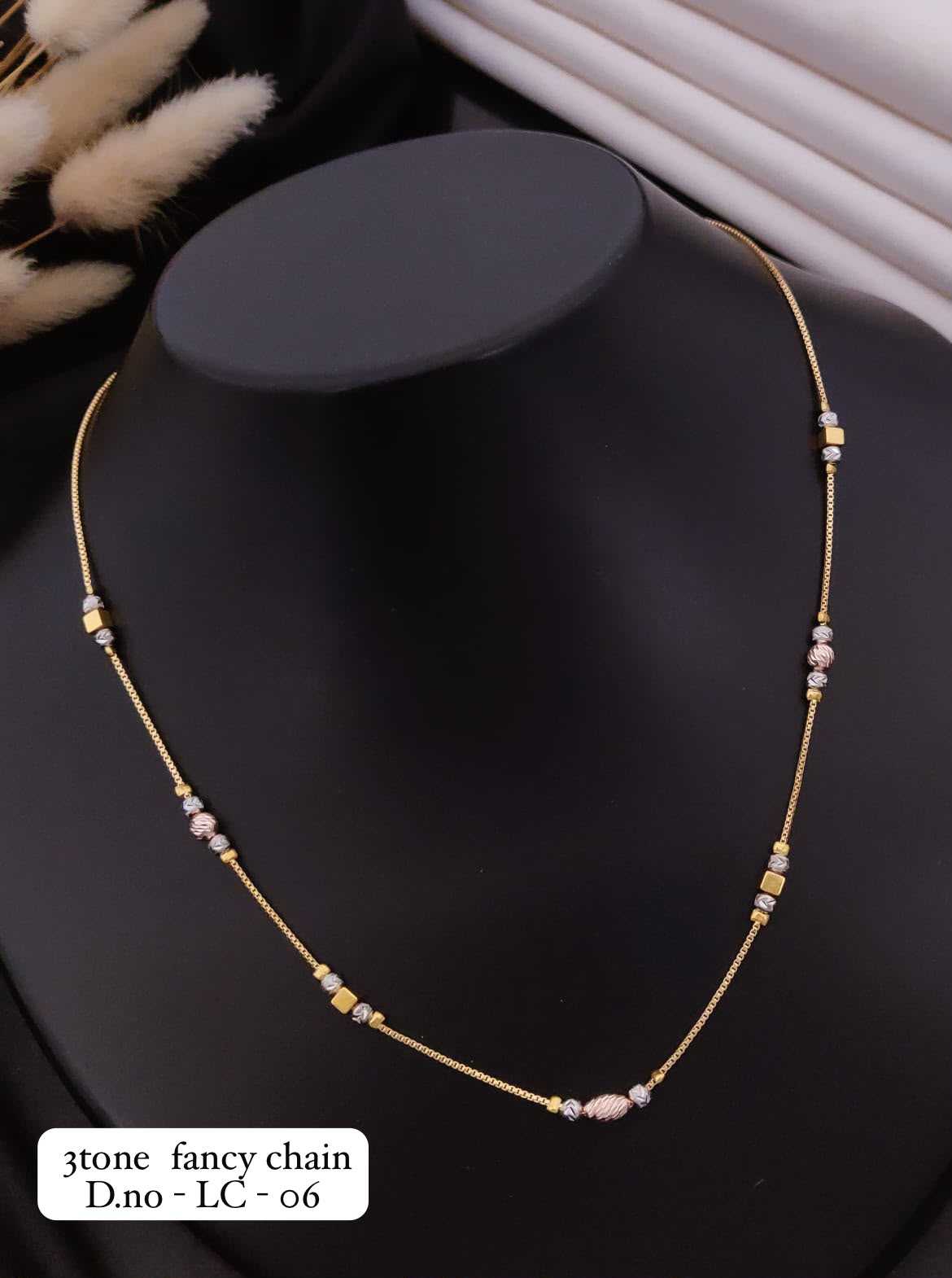 Three Tone Fancy Chain with Pastel Bead Stations