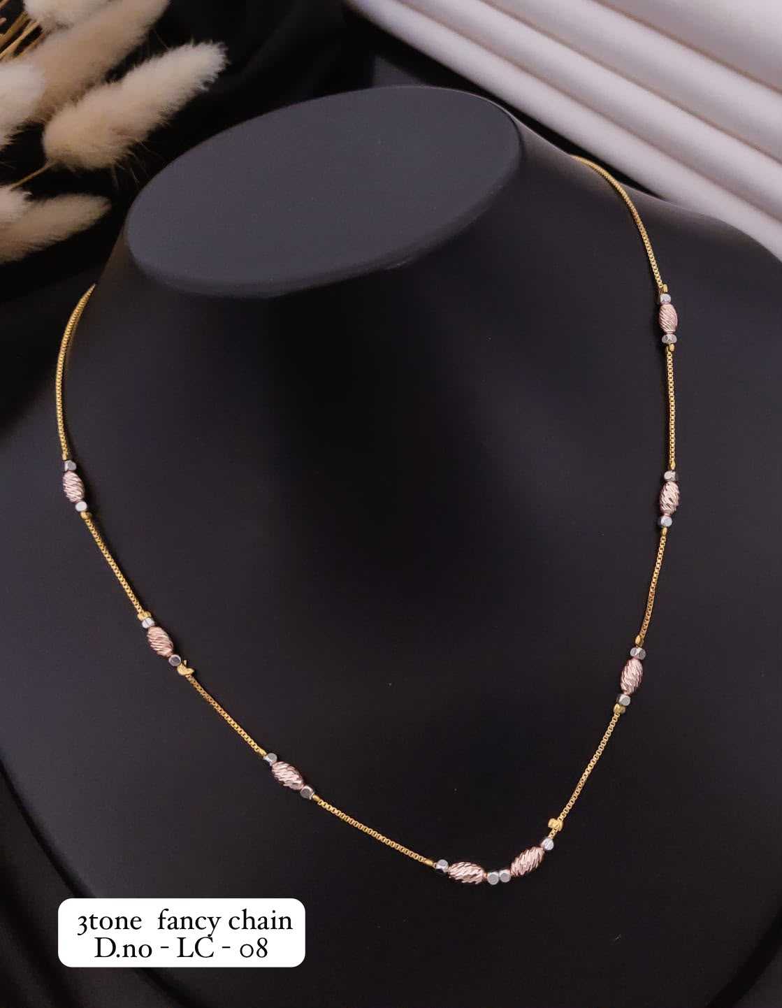 Three Tone Fancy Chain with Pastel Bead Stations