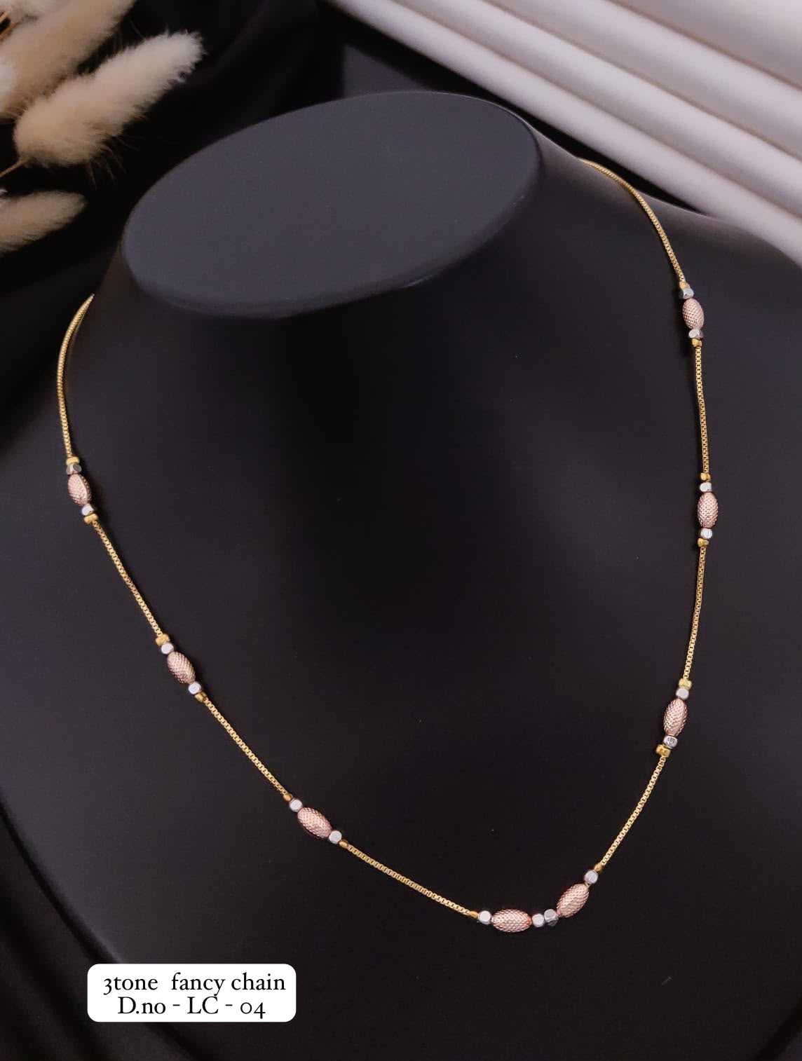 Three Tone Fancy Chain with Pastel Bead Stations